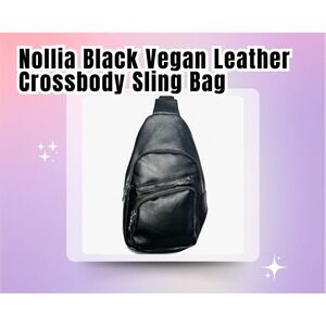 Nollia Black Vegan Leather Crossbody Sling Bag